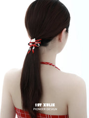 1ST XULIE "Cuties' Appleland" Cute Statement Puppy & Bow Hair Clip in Platinum Plated Brass - Packaging View