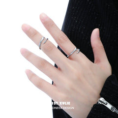 1ST XULIE "Frozen Serpent" Dainty Adjustable Serpent Wrap Ring in 925 Sterling Silver - Detail Shot
