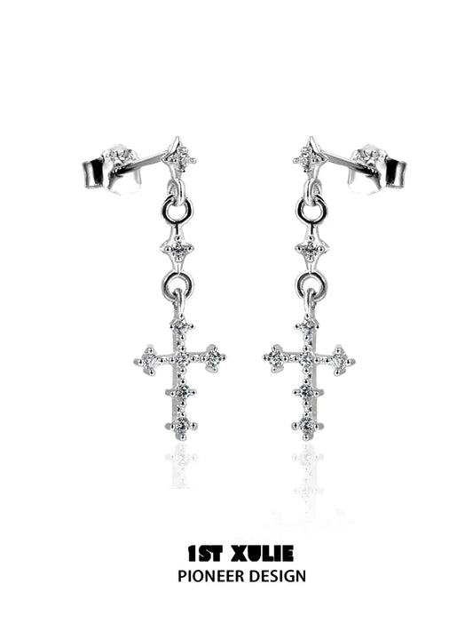 1ST XULIE "Silver Angel" Dainty Angel Wing Stud Earrings in 925 Sterling Silver - Side View