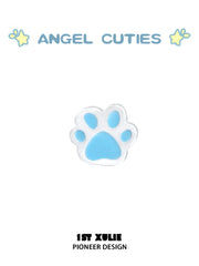 1ST XULIE "Angel Cuties" Dainty Colorful Paw Print Stud Earrings in 925 Sterling Silver - Lifestyle Shot