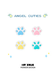 1ST XULIE "Angel Cuties" Dainty Colorful Paw Print Stud Earrings in 925 Sterling Silver - Product View