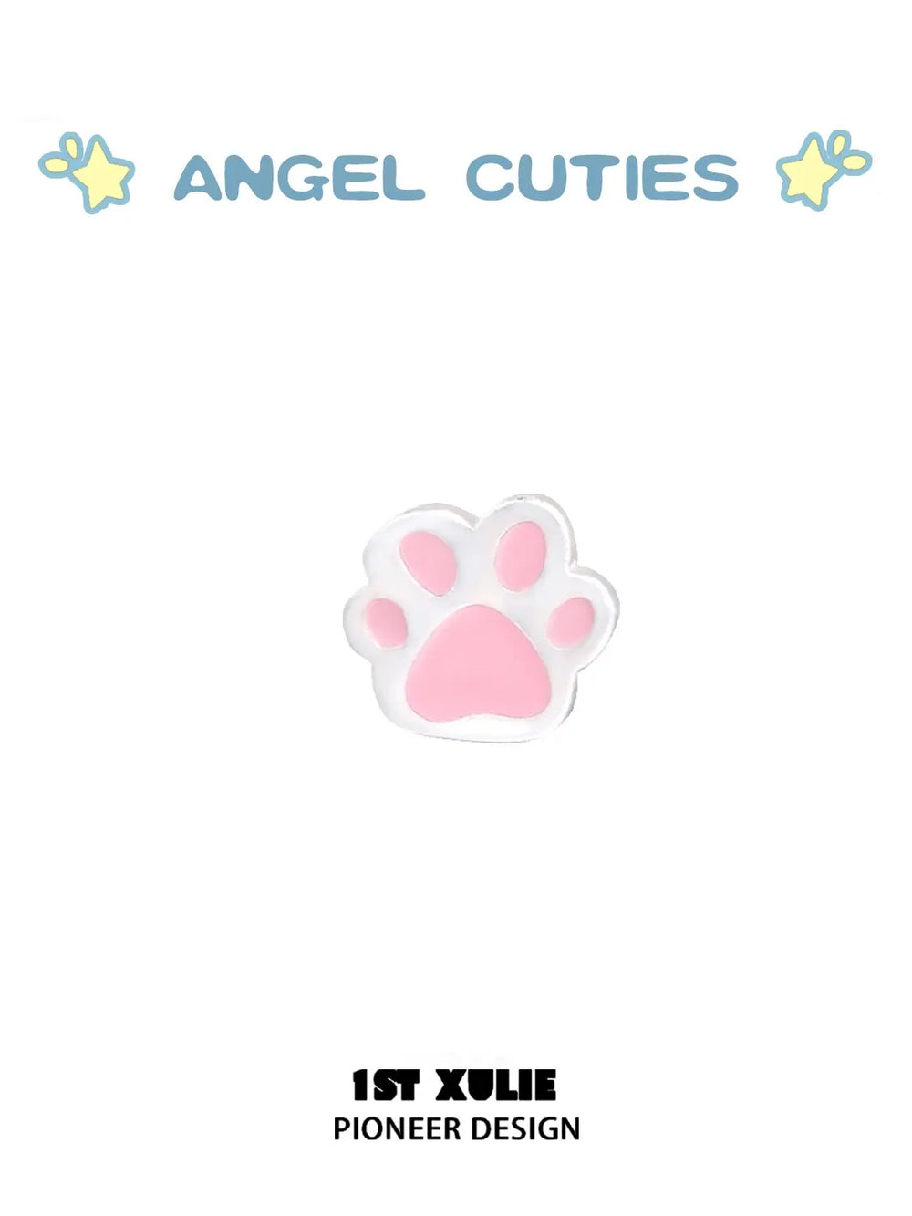 1ST XULIE "Angel Cuties" Dainty Colorful Paw Print Stud Earrings in 925 Sterling Silver - Packaging View
