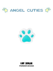 1ST XULIE "Angel Cuties" Dainty Colorful Paw Print Stud Earrings in 925 Sterling Silver - Side View