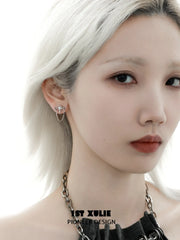 1ST XULIE "Silver Angel" Dainty Cross Dangle Earrings in 925 Sterling Silver - Side View