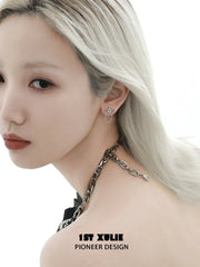 1ST XULIE "Silver Angel" Dainty Cross Dangle Earrings in 925 Sterling Silver - Back View