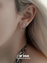 1ST XULIE "Silver Angel" Dainty Cross Dangle Earrings in 925 Sterling Silver - Detail Shot