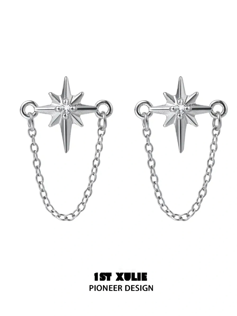 1ST XULIE "Silver Angel" Dainty Cross Dangle Earrings in 925 Sterling Silver - Lifestyle Shot