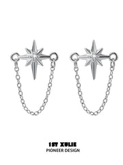 1ST XULIE "Silver Angel" Dainty Cross Dangle Earrings in 925 Sterling Silver - Lifestyle Shot