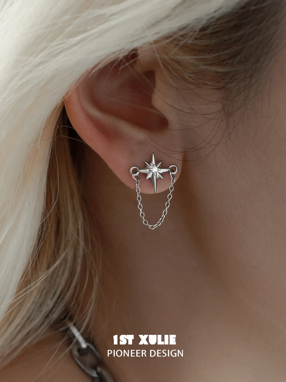 1ST XULIE "Silver Angel" Dainty Cross Dangle Earrings in 925 Sterling Silver - Product View