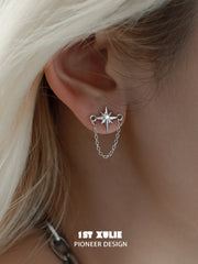 1ST XULIE "Silver Angel" Dainty Cross Dangle Earrings in 925 Sterling Silver - Product View