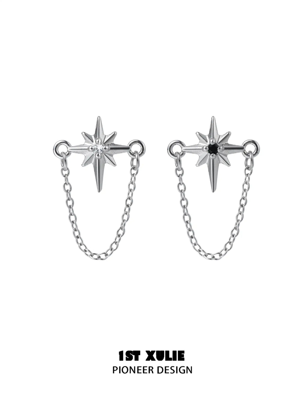 1ST XULIE "Silver Angel" Dainty Cross Dangle Earrings in 925 Sterling Silver - On Model