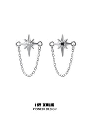 1ST XULIE "Silver Angel" Dainty Cross Dangle Earrings in 925 Sterling Silver - On Model