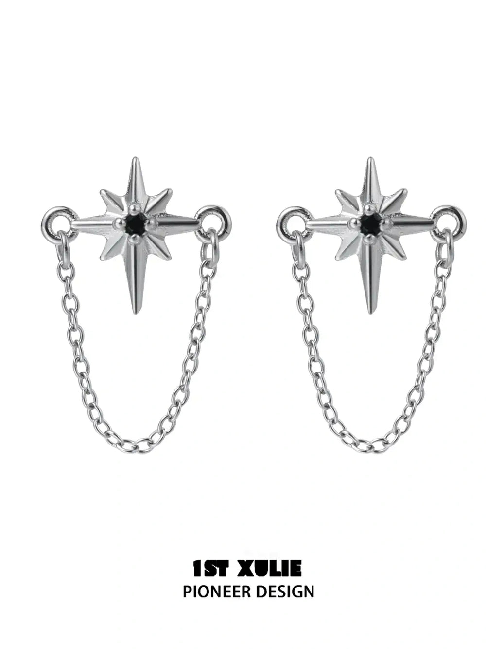 1ST XULIE "Silver Angel" Dainty Cross Dangle Earrings in 925 Sterling Silver - On Model Close-Up