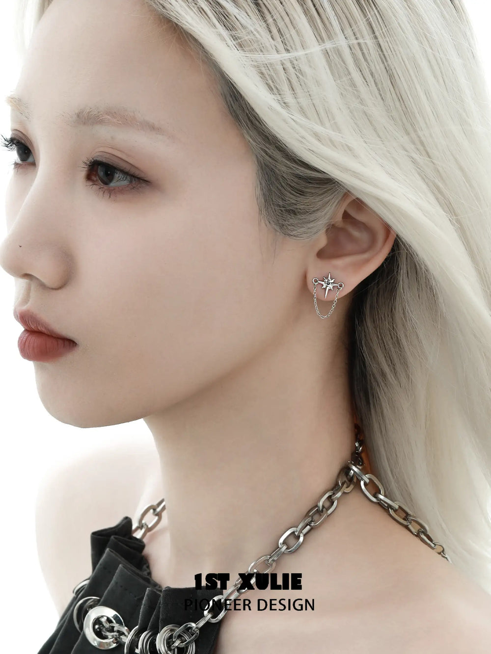 1ST XULIE "Silver Angel" Dainty Cross Dangle Earrings in 925 Sterling Silver - Product View