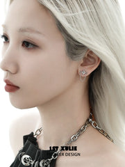 1ST XULIE "Silver Angel" Dainty Cross Dangle Earrings in 925 Sterling Silver - Product View