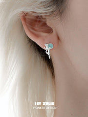1ST XULIE "Lucky Cat" Dainty Cute Cat Crystal Studs in 925 Sterling Silver - Product View