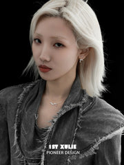 1ST XULIE "Lucifer" Dainty Feather Pendant Choker Necklace in 925 Sterling Silver - Lifestyle Shot