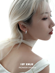 1ST XULIE "Immortal Lover" Dainty Heart Huggie Hoop Earrings in 18K Gold Plated - Side View