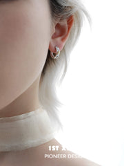 1ST XULIE "Immortal Lover" Dainty Heart Huggie Hoop Earrings in 18K Gold Plated - On Model Close-Up
