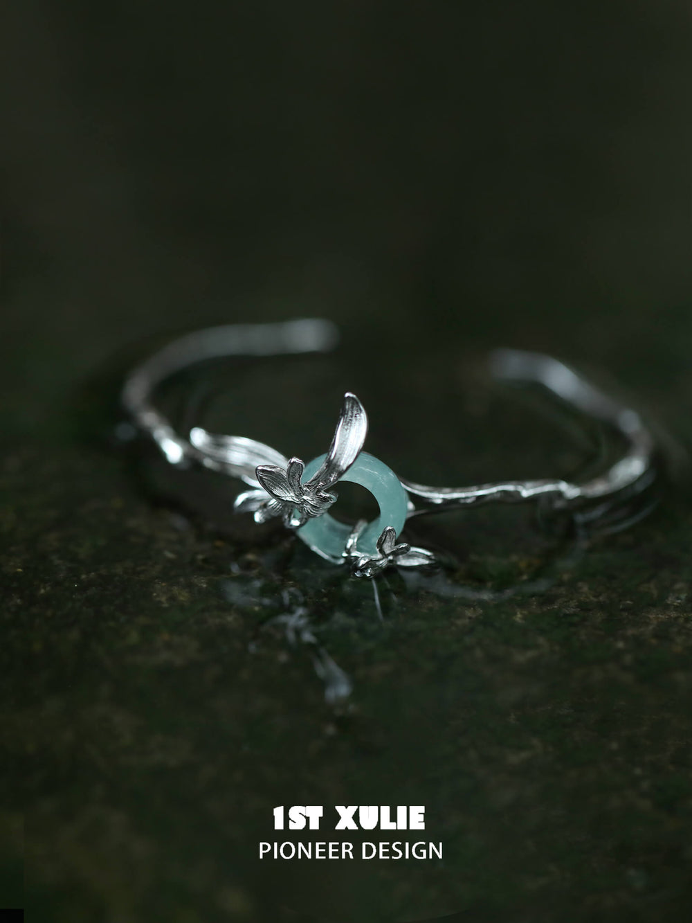 1ST XULIE "Irises" Dainty Quartz Jade Bracelet in 925 Sterling Silver - Product View
