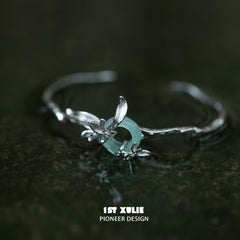 1ST XULIE "Irises" Dainty Quartz Jade Bracelet in 925 Sterling Silver - Side View