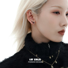 1ST XULIE "Lucky Cat" Dainty Stud Earrings in 925 Sterling Silver - Detail Shot