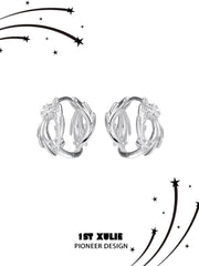 1ST XULIE "Meteor" Dainty Meteor Dangle Huggie Hoop Earrings in 925 Sterling Silver - Product View