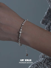 1ST XULIE "Silver Angel" Dainty Minimalist Disc Charm Chain Bracelet in 925 Sterling Silver - Side View