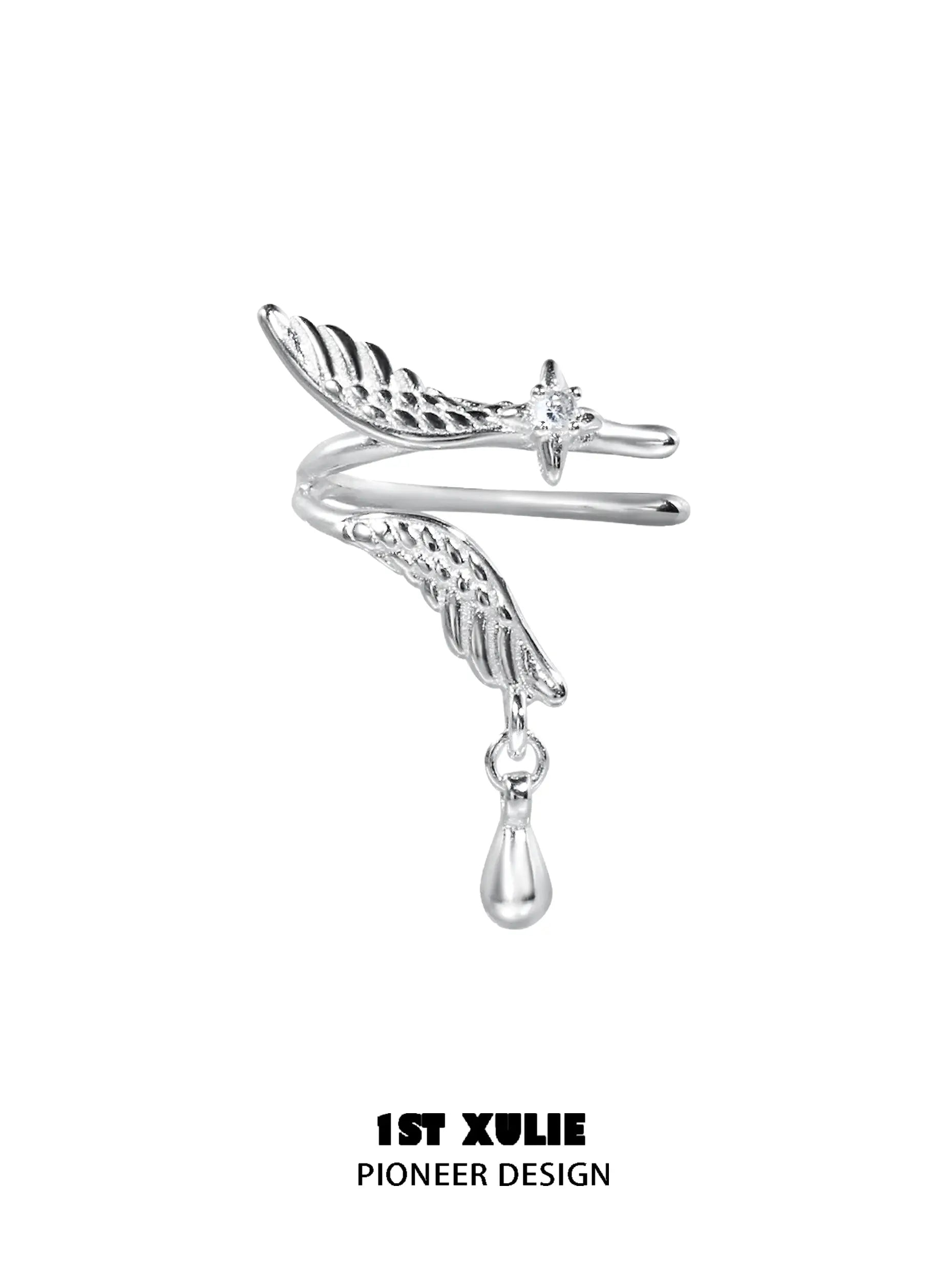 1ST XULIE "Lucifer" Dainty Plume Feather Ear Cuffs in 925 Sterling Silver - Product View 1ST XULIE "Lucifer" Dainty Plume Feather Ear Cuffs in 925 Sterling Silver - Product View