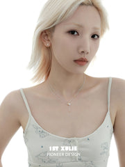1ST XULIE "Moon Rabbit" Dainty Rabbit Layered Necklace in 925 Sterling Silver - Angle View