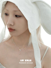 1ST XULIE "Moon Rabbit" Dainty Rabbit Layered Necklace in 925 Sterling Silver - Detail Shot