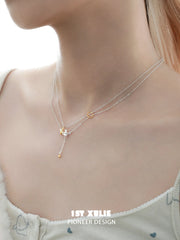 1ST XULIE "Moon Rabbit" Dainty Rabbit Layered Necklace in 925 Sterling Silver - On Model