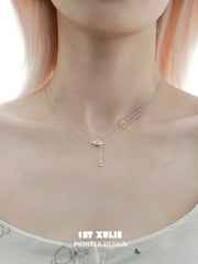 1ST XULIE "Moon Rabbit" Dainty Rabbit Layered Necklace in 925 Sterling Silver - Side View