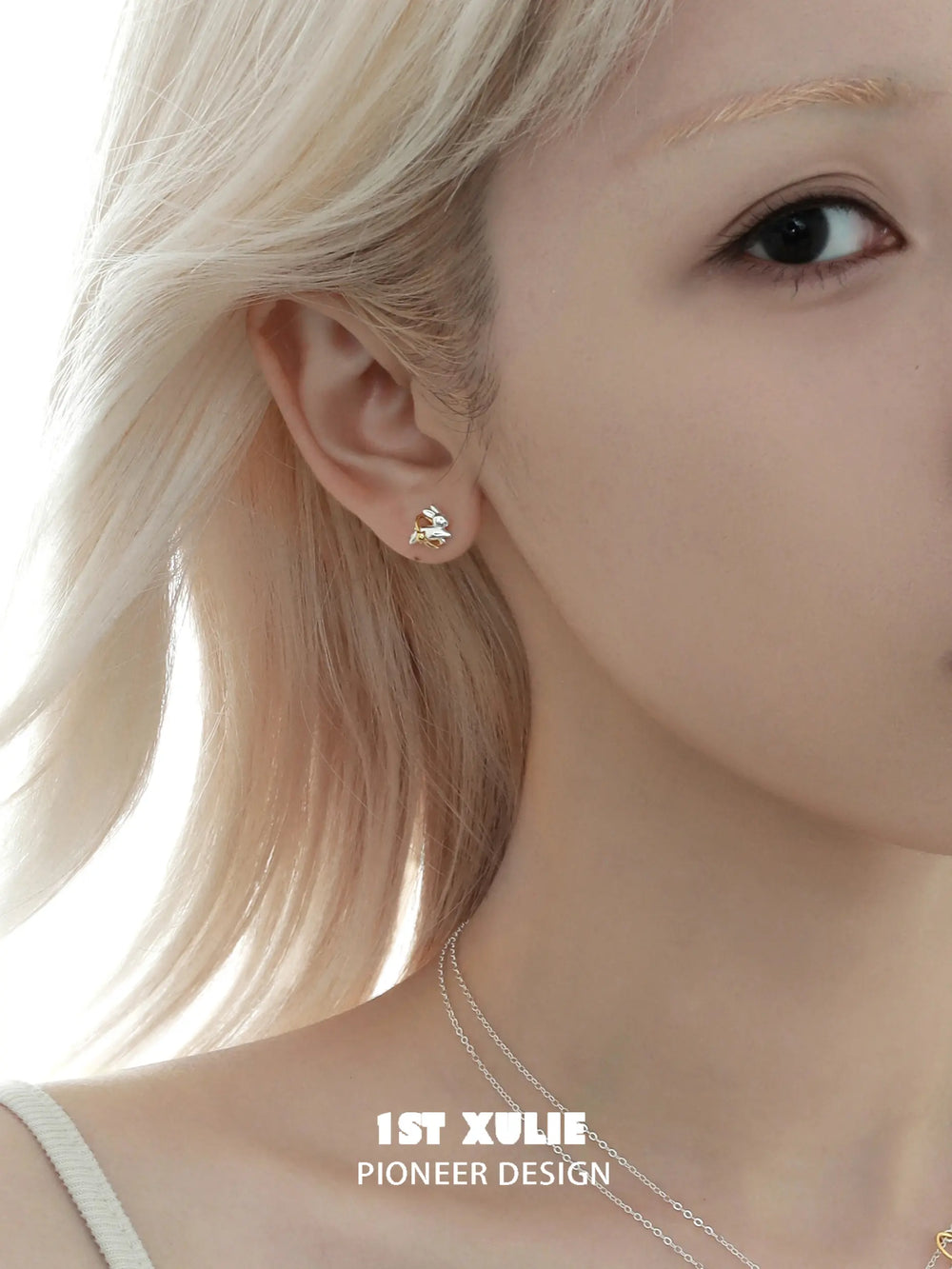 1ST XULIE "Moon Rabbit" Dainty Rabbit Stud Earrings in 925 Sterling Silver - Back View