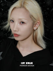 1ST XULIE "Meteor" Dainty Shooting Star Stud Earrings in 925 Sterling Silver - Lifestyle Shot