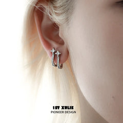 1ST XULIE "Silver Angel" Dainty Shooting Star Stud Earrings in 925 Sterling Silver - Product View