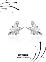 1ST XULIE "Meteor" Dainty Shooting Star Stud Earrings in 925 Sterling Silver - Product View