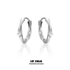 1ST XULIE "Silver Angel" Dainty Star Charm Huggie Earrings in 925 Sterling Silver - Product View