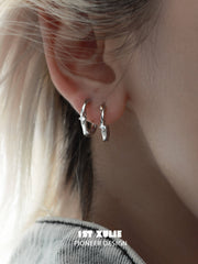 1ST XULIE "Silver Angel" Dainty Star Charm Huggie Earrings in 925 Sterling Silver - Size Comparison
