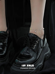 1ST XULIE "Cat's Gaze" Dainty Star Tassel Anklet in 925 Sterling Silver - Clasp Detail