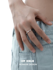 1ST XULIE "Silver Angel" Dainty Star Zircon Ring in 925 Sterling Silver - Side View