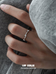 1ST XULIE "Silver Angel" Dainty Star Zircon Ring in 925 Sterling Silver - On Model