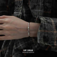 1ST XULIE "Silver Angel" Dainty Star Zirconia Cuff Bangle in 925 Sterling Silver - Side View