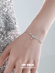 1ST XULIE "Silver Angel" Dainty Stardust Zirconia Chain Bracelet in 925 Sterling Silver - Lifestyle Shot