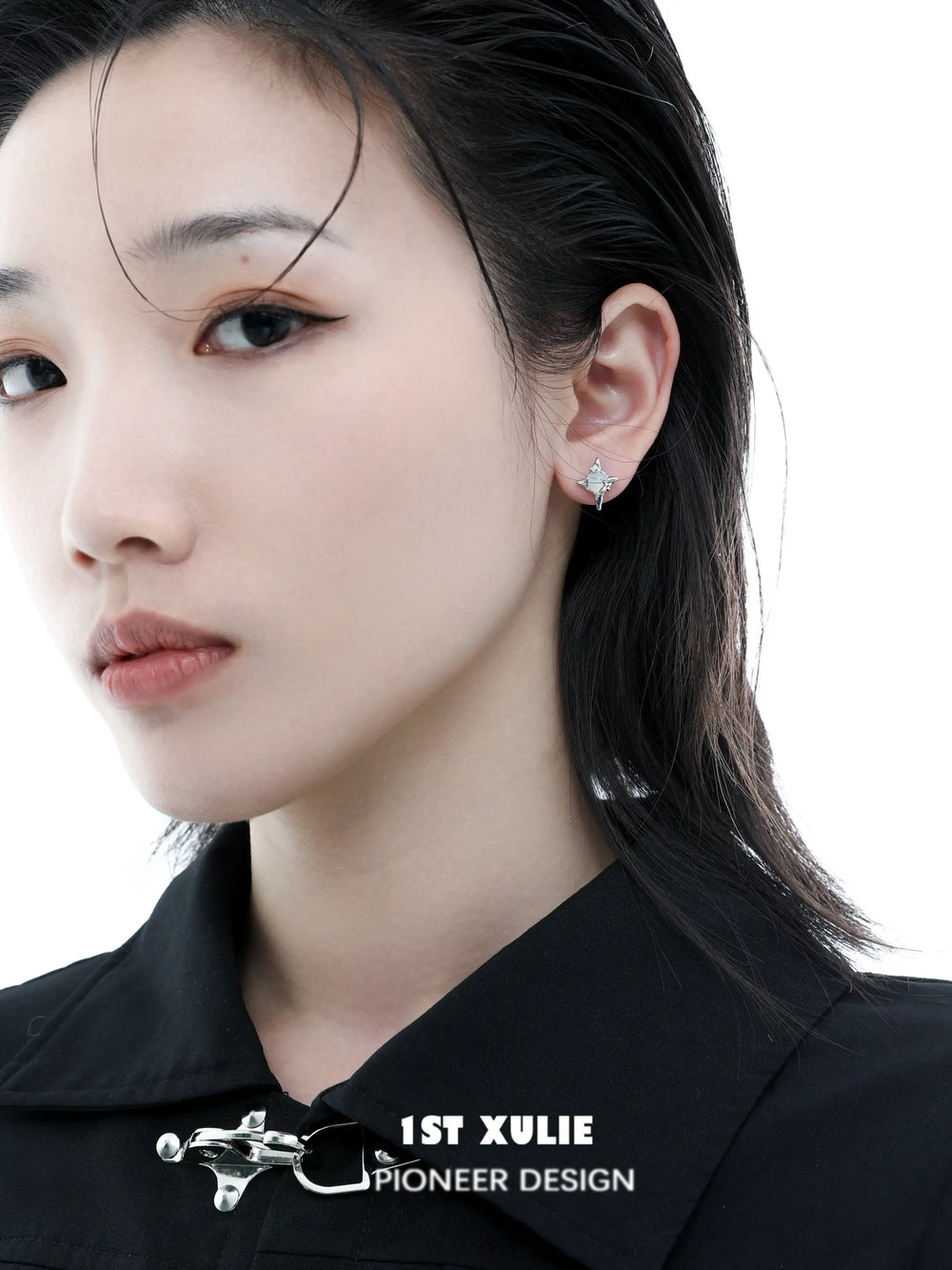 1ST XULIE "Day Dream" Dainty White Agate Cloud Stud Earrings in 925 Sterling Silver - Silver Color View