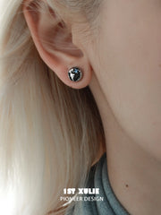 1ST XULIE "Mini World" Dainty World Map Stud Earrings in 925 Sterling Silver - Angle View