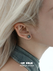 1ST XULIE "Mini World" Dainty World Map Stud Earrings in 925 Sterling Silver - Lifestyle Shot