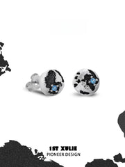 1ST XULIE "Mini World" Dainty World Map Stud Earrings in 925 Sterling Silver - Product View