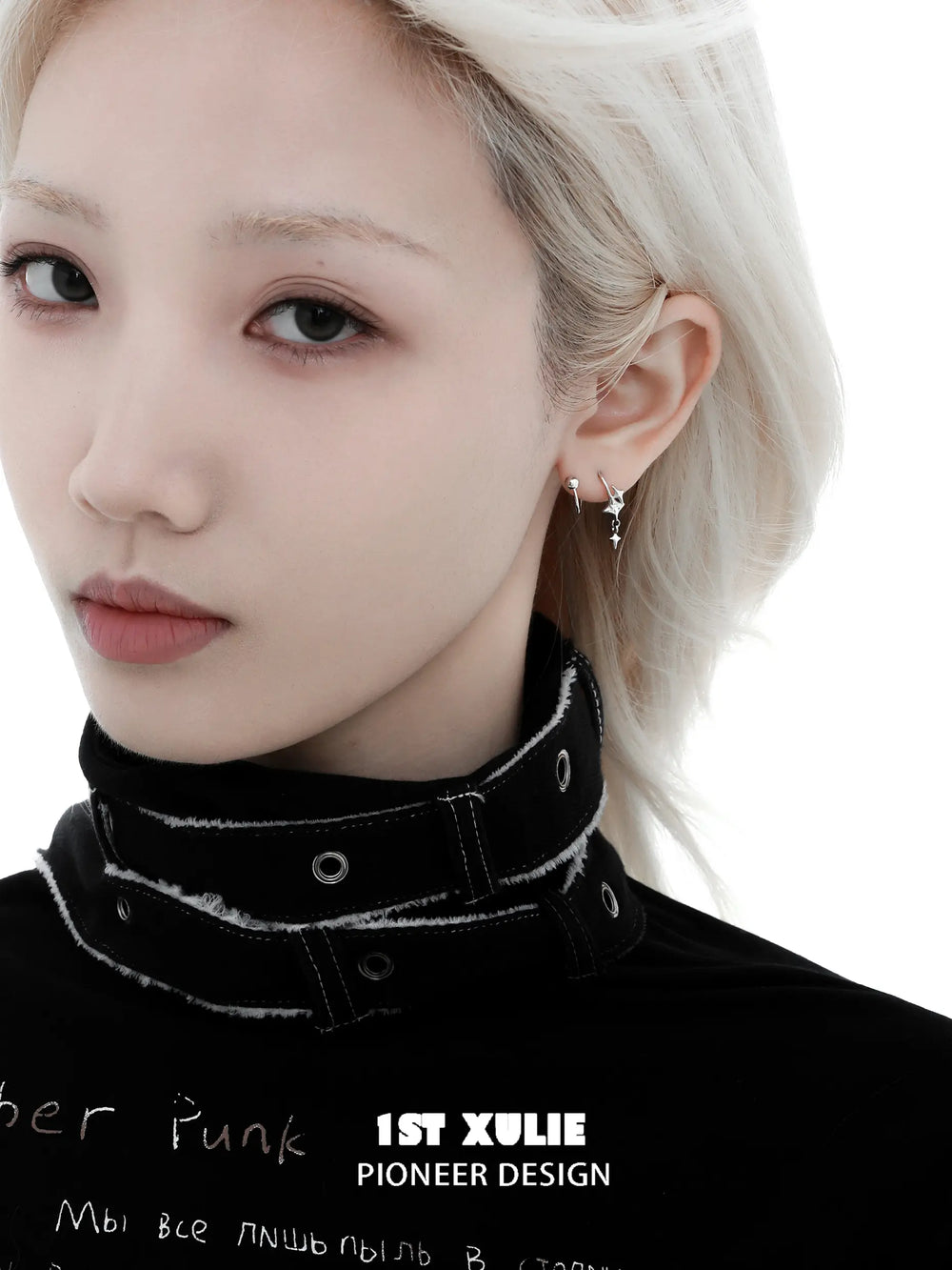 1ST XULIE "Silver Angel" Dangle Starry Coil Earrings in 925 Sterling Silver - Angled View