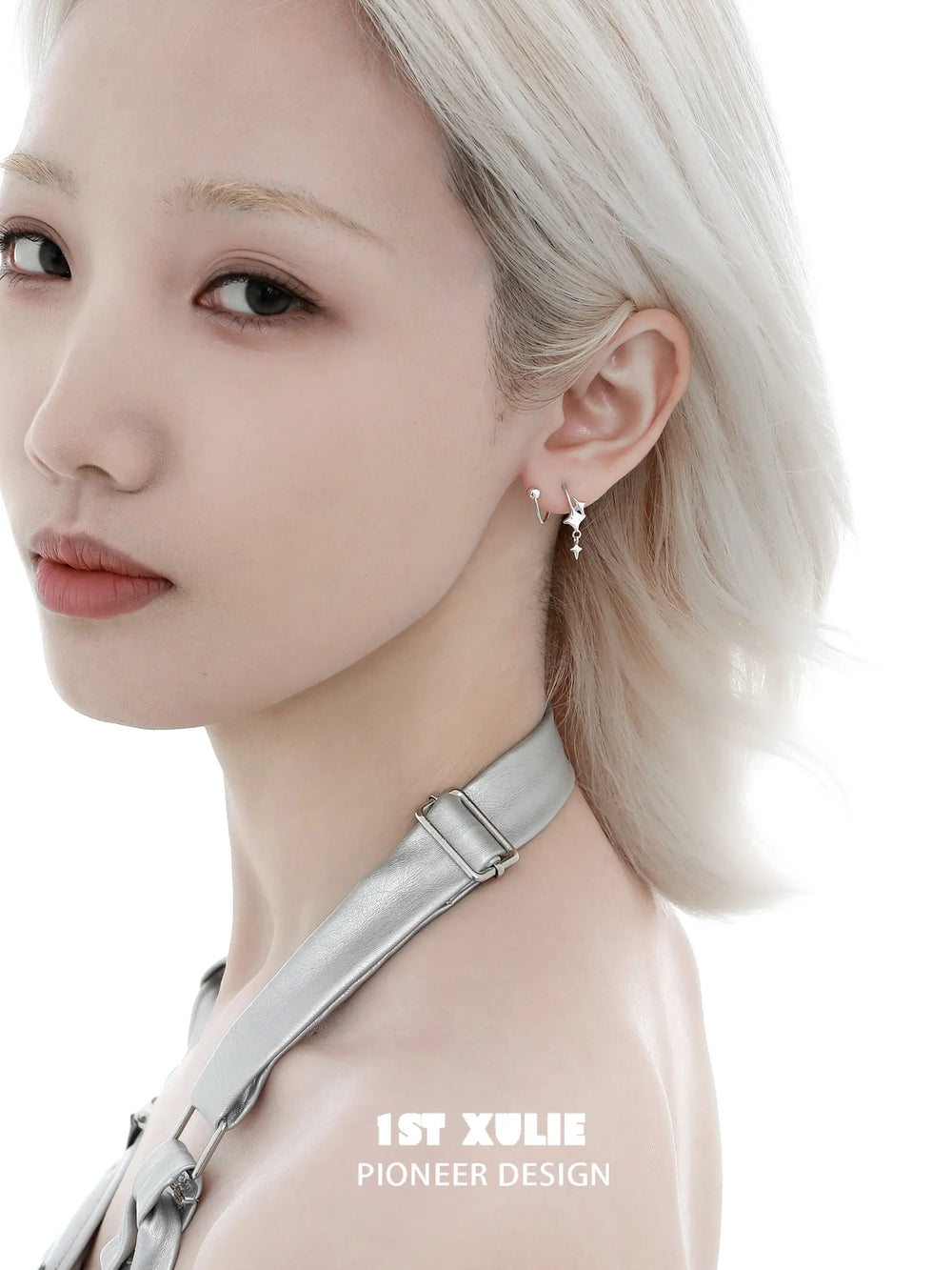 1ST XULIE "Silver Angel" Dangle Starry Coil Earrings in 925 Sterling Silver - Detail Shot